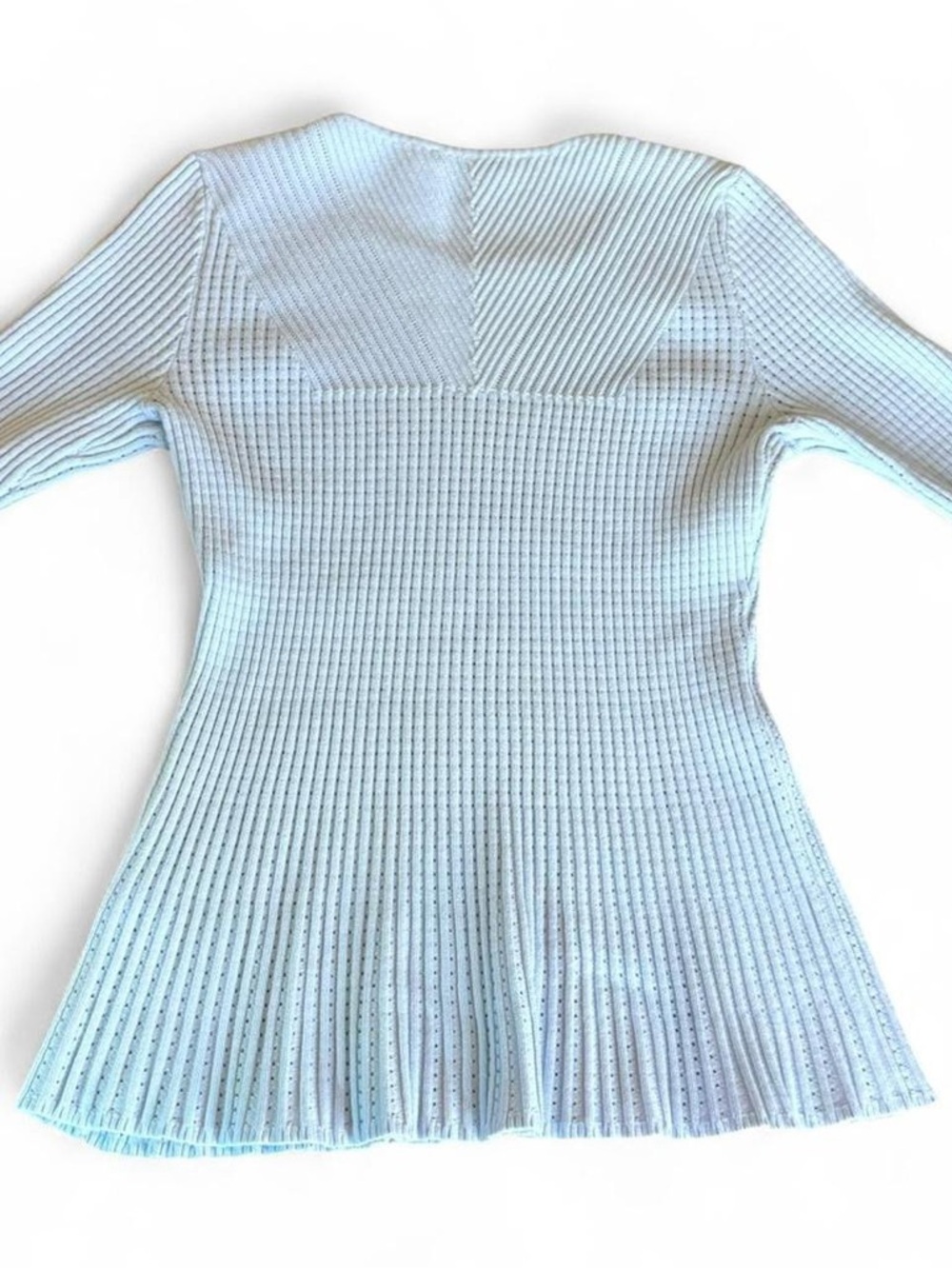 ANTONIO MELANI White Ribbed Knit Peplum Top - Picture 2 of 6